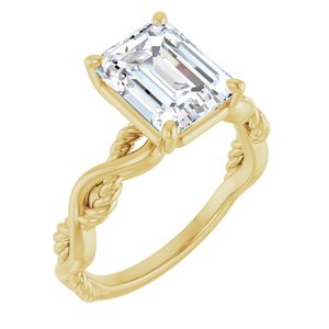 14K Yellow Gold  9x7 mm Emerald Solitaire Engagement Ring. 123131:496:P
