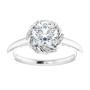 14K White Gold 6.5 mm Round.05 CTW Diamond Halo-Style Engagement Ring. 123183:608:P