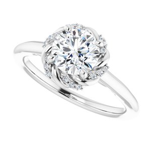 14K White Gold 6.5 mm Round.05 CTW Diamond Halo-Style Engagement Ring. 123183:608:P
