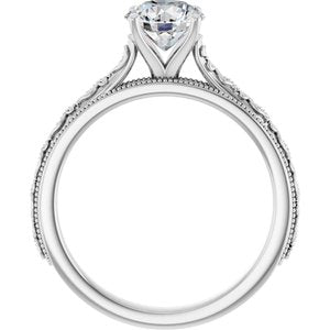 14K White Gold 6.5 mm Round Solitaire Engagement Ring. 123063:209:P