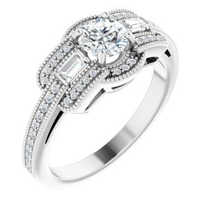 14K White Gold 5.2 mm Round 1/3 CTW Diamond Halo-Style Accented Engagement Ring. 122731:6000:P