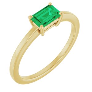 14K Yellow Gold Lab-Grown Emerald Ring. 71863:60000:P