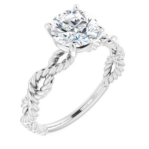 14K White Gold  7 mm Round Solitaire Engagement Ring. 123132:225:P