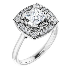 14K White Gold 5.5 mm Square.08 CTW Diamond Halo-Style Engagement Ring. 122492:601:P
