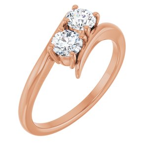 14K Rose Gold 4.4 mm Round Two-Stone Engagement Ring. 122928:102:P