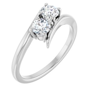14K White Gold 4.4 mm Round Two-Stone Engagement Ring. 122928:600:P