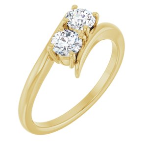 14K Yellow Gold 4.4 mm Round Two-Stone Engagement Ring. 122928:101:P
