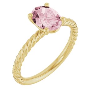 14K Yellow Gold Natural Pink Morganite Ring