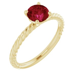 14K Yellow Gold Lab-Grown Ruby Ring