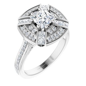 14K White Gold 5.5 mm Square 3/4 CTW Diamond Halo-Style Accented Engagement Ring. 122480:602:P