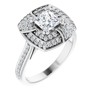 14K White Gold 5.5 mm Round 3/8 CTW Diamond Halo-Style Accented Engagement Ring. 122481:600:P