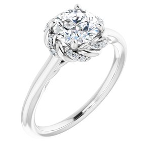 14K White Gold 6.5 mm Round.05 CTW Diamond Halo-Style Engagement Ring. 123183:608:P