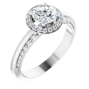 14K White Gold 5.8 mm Round 1/3 CTW Diamond Halo-Style Accented Engagement Ring. 122689:6000:P