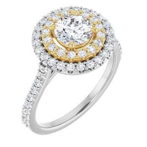 14K White & Yellow Gold 5.8 mm Round Halo-Style Engagement Ring. 122918:322:P