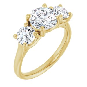 14K Yellow Gold Round 2 1/2 CTW Diamond Three-Stone Engagement Ring. 122105:LG60282:P