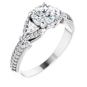 14K White Gold 5.8 mm Round 1/3 CTW Diamond Hidden Halo-Style Pave Accented Engagement Ring. 122678:601:P
