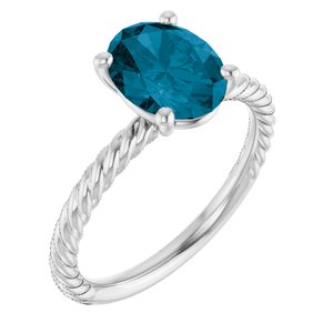 14K White Gold Natural London Blue Topaz Ring