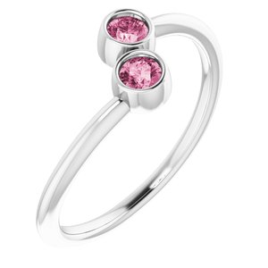 Platinum Natural Pink Tourmaline Two-Stone Ring. 71886:603:P