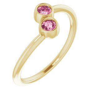 14K Yellow Gold Natural Pink Tourmaline Two-Stone Ring. 71886:601:P