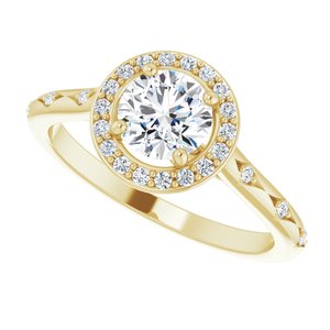 14K Yellow Gold 5.8 mm Round 1/8 CTW Diamond Halo-Style Accented Engagement Ring. 123259:605:P
