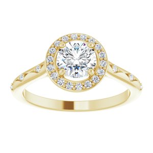 14K Yellow Gold 5.8 mm Round 1/8 CTW Diamond Halo-Style Accented Engagement Ring. 123259:605:P