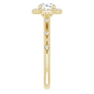 14K Yellow Gold 5.8 mm Round 1/8 CTW Diamond Halo-Style Accented Engagement Ring. 123259:605:P