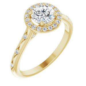 14K Yellow Gold 5.8 mm Round 1/8 CTW Diamond Halo-Style Accented Engagement Ring. 123259:605:P