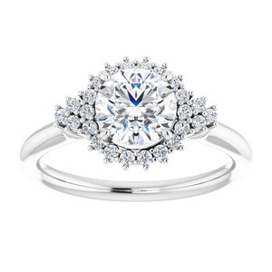 14K White Gold 6.5 mm Round Halo-Style Engagement Ring. 122650:210:P