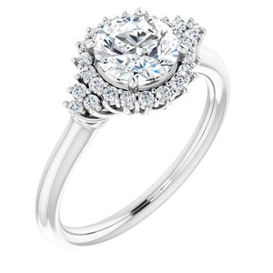 14K White Gold 6.5 mm Round Halo-Style Engagement Ring. 122650:210:P