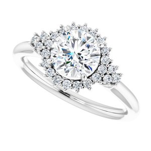 14K White Gold 6.5 mm Round Halo-Style Engagement Ring. 122650:210:P