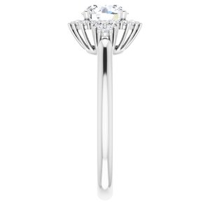 14K White Gold 6.5 mm Round Halo-Style Engagement Ring. 122650:210:P