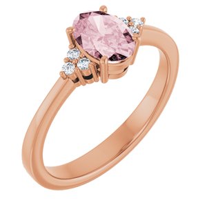 14K Rose Gold Natural Pink Morganite & .06 CTW Diamond Ring. 71845:60000:P