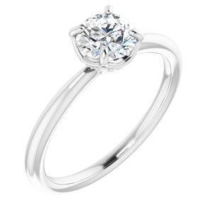 14K White Gold 5.8 mm Round .08 CTW Diamond Hidden Halo-Style Accented Engagement Ring. 123289:604:P