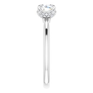 14K White Gold 5.8 mm Round .08 CTW Diamond Hidden Halo-Style Accented Engagement Ring. 123289:604:P