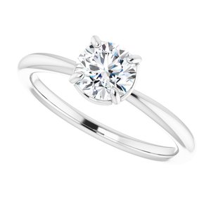 14K White Gold 5.8 mm Round .08 CTW Diamond Hidden Halo-Style Accented Engagement Ring. 123289:604:P