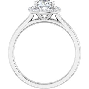 14K White Gold 6 mm Cushion Halo-Style Engagement Ring. 122060:433:P