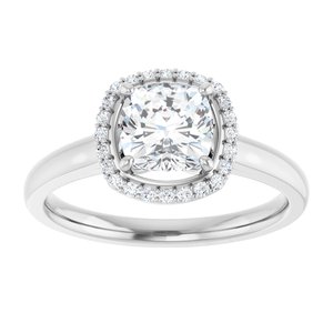 14K White Gold 6 mm Cushion Halo-Style Engagement Ring. 122060:433:P