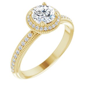 14K Yellow Gold 5.8 mm Round 1/6 CTW Diamond Halo-Style Accented Engagement Ring. 123197:605:P