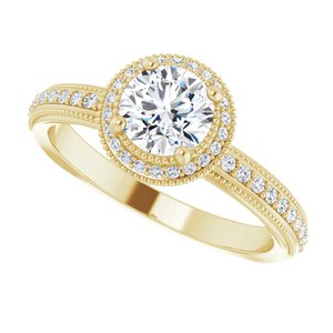 14K Yellow Gold 5.8 mm Round 1/6 CTW Diamond Halo-Style Accented Engagement Ring. 123197:605:P