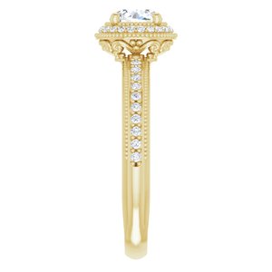 14K Yellow Gold 5.8 mm Round 1/6 CTW Diamond Halo-Style Accented Engagement Ring. 123197:605:P