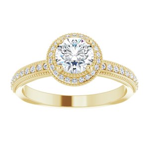 14K Yellow Gold 5.8 mm Round 1/6 CTW Diamond Halo-Style Accented Engagement Ring. 123197:605:P
