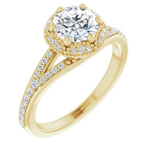 14K Yellow Gold 6.5 mm Round 1/4 CTW Diamond Halo-Style Accented Engagement Ring. 123258:609:P