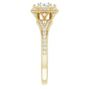 14K Yellow Gold 6.5 mm Round 1/4 CTW Diamond Halo-Style Accented Engagement Ring. 123258:609:P