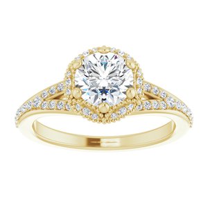14K Yellow Gold 6.5 mm Round 1/4 CTW Diamond Halo-Style Accented Engagement Ring. 123258:609:P