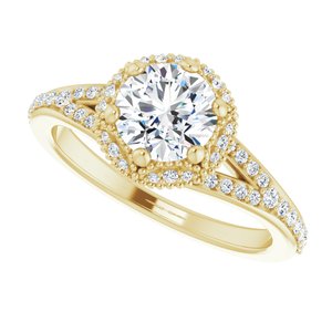 14K Yellow Gold 6.5 mm Round 1/4 CTW Diamond Halo-Style Accented Engagement Ring. 123258:609:P