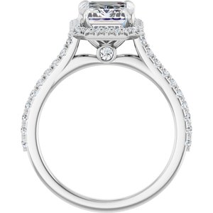 14K White Gold 9x7 mm Emerald Halo-Style Engagement Ring. 123243:690:P