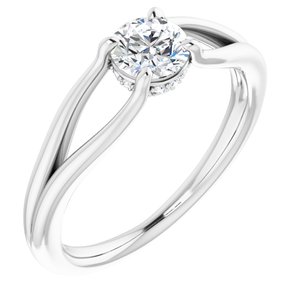 14K White Gold 5.2 mm Round .04 CTW Diamond Hidden Halo-Style Engagement Ring. 123279:600:P