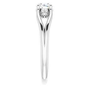 14K White Gold 5.2 mm Round .04 CTW Diamond Hidden Halo-Style Engagement Ring. 123279:600:P
