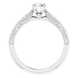 14K White Gold 5.2 mm Round 1/10 CTW Diamond Accented Sculptural Engagement Ring. 123240:6000:P