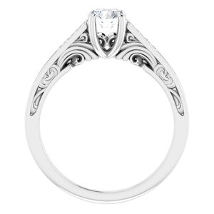 14K White Gold 5.2 mm Round .05 CTW Diamond Accented Vintage-Inspired Engagement Ring. 123303:600:P